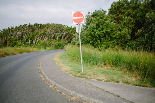 Road with no entry sign