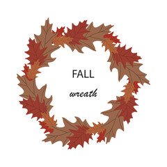 Fall vector wreath illustration design. Nature thanksgiving concept. Autumn celebration banner. Holiday backdrop. Natural elements.