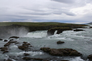 Godafoss Waterfall at Diamond Circle in North Iceland 