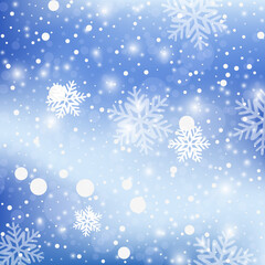 Naklejka na ściany i meble Winter blue background with snowflakes. Vector illustration.