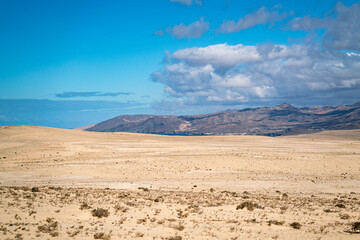 Fototapeta premium Istmo de la Pared - Fuerteventura at its narrowest point. Stone desert