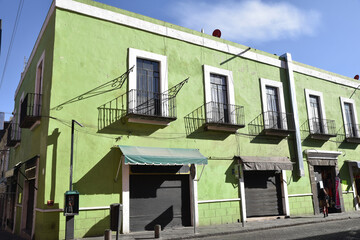 Maison verte à Puebla, Mexique