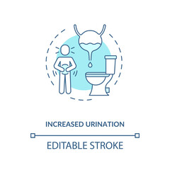 Increased urination concept icon. Energetics side effects idea thin line illustration. Excessive thirst. Overactive bladder. Vector isolated outline RGB color drawing. Editable stroke - obrazy, fototapety, plakaty