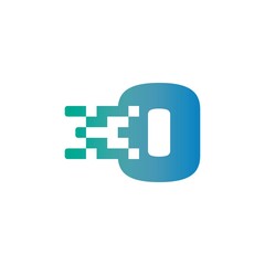 O Letter Pixel Media Technology Logo Design Template