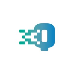 Q Letter Pixel Media Technology Logo Design Template