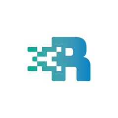 Fototapeta premium R Letter Pixel Media Technology Logo Design Template