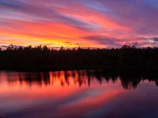 sunset over the lake