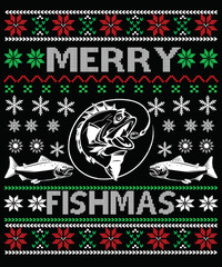 Ugly sweater Merry Christmas Happy New Year merry fishmas ugly sweater design	