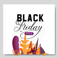 Black friday banner leaves background.
