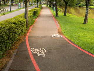 Obraz premium Bike Lane signs on streets ground