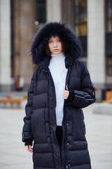 Fototapeta premium Young beautiful blonde model in fashionable clothes on the street. Street modern womens fashion