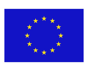 EU flag, vector illustration. Twelve yellow stars on a blue background.