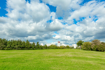 Modern multi-storey residential buildings within the city limits. Moscow, Russia