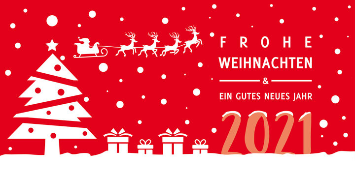 Frohe Weihnachten und ein gutes neues Jahr 2021 - Weihnachtskarte Vektor Illustration mit deutschem Text