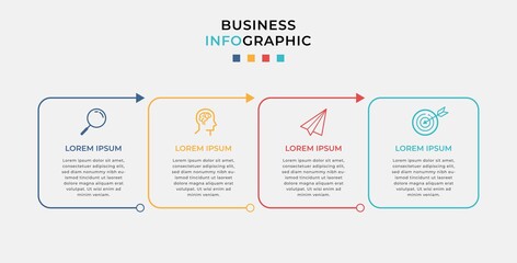 Business Infographic design template Vector with icons and 4 four options or steps. Can be used for process diagram, presentations, workflow layout, banner, flow chart, info graph