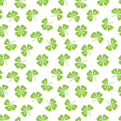 Seamless pattern with clovers. Vector hand drawn illustration. Illustration for wrapping paper, post cards, prints for clothes, and emblems.
