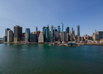 Fototapeta na wymiar Aerial view of New York City panorama with Manhattan Skyline office buildings
