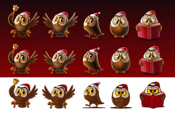 set of owls for christmas