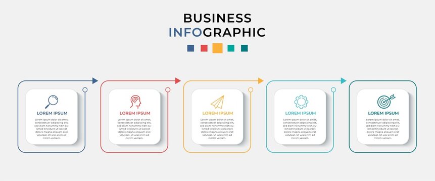 Business Infographic design template Vector with icons and 5 five options or steps. Can be used for process diagram, presentations, workflow layout, banner, flow chart, info graph