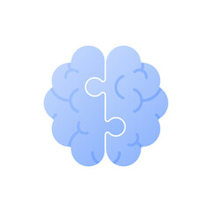 Mind and psychology concept. Vector flat illustration. Human brain of two jigsaw piece isolated on white background. Cognitive research, neurology and education symbol. Design for banner, logo.