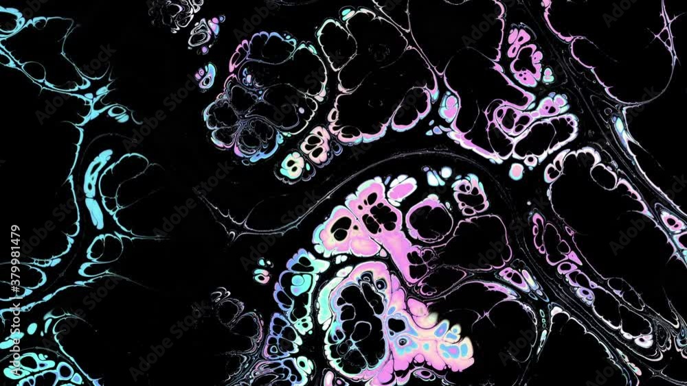 Poster moving random wavy texture. psychedelic acid colors marbling animation. looping footage.