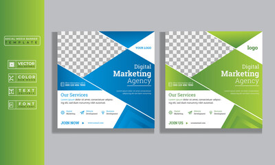 Fototapeta premium corporate social media post design template with Modern Creative and Clean Design.