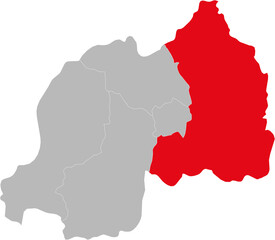 Eastern province isolated on Rwanda map. Gray background. Business concepts and Backgrounds.