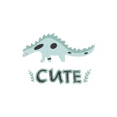 Cute dinosaur isolated on a white background. Children's illustration.