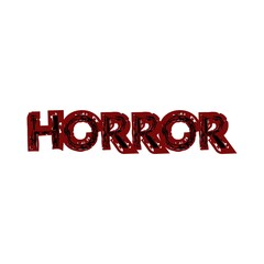 Red lettering horror Boo isolated on a white background. Fear and traditions of Halloween.