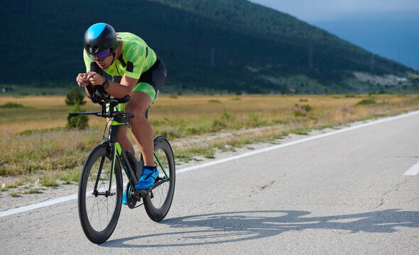 Triathlon Athlete Riding Bike