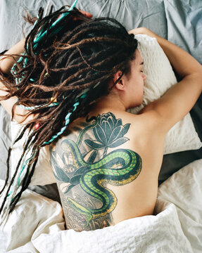 young woman on the bed