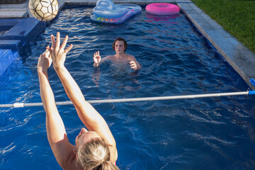 Backyard water volleyball
