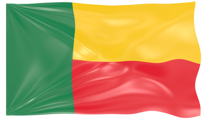 Detailed Illustration of a Waving Flag of Benin