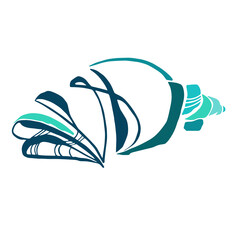 Vector hand drawn sketch shell. Simple flat icon on white background.