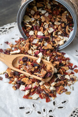 Black tea flavored lychee, raspberry and rose