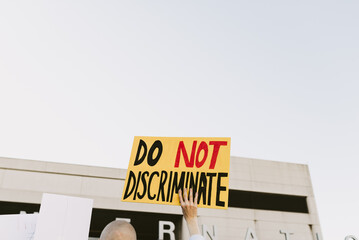 Protest sign ""Do Not Discriminate""