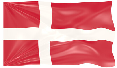 Obraz premium Detailed Illustration of a Waving Flag of Denmark