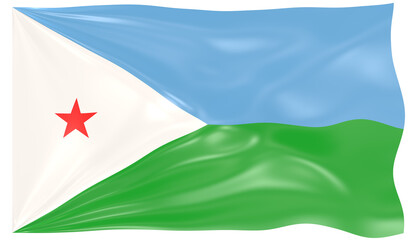 Detailed Illustration of a Waving Flag of Djibouti