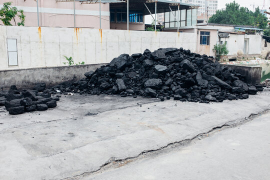 Heaps of black coal
