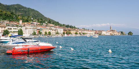 Lake Garda, Italy: panorama of the lakeside promenade of the city of Salò