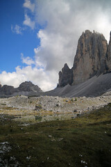 The East side of Three peaks of Lavaredo in the Italian Dolomites