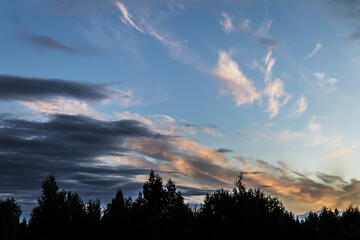 Blue clouds at sunset