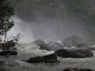 waterfall in fog