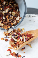 Black tea flavored lychee, raspberry and rose