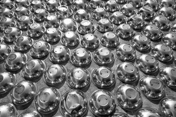 Metallic Bowls in Moletai Town Public Park