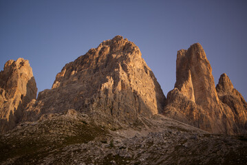 Naklejka na ściany i meble The south side of Three peaks of Lavaredo in the Italian Dolomites.