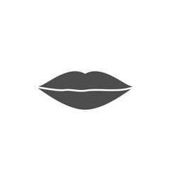 Obraz premium Lips black icon outline. Lips silhouette vector illustration isolated on white.
