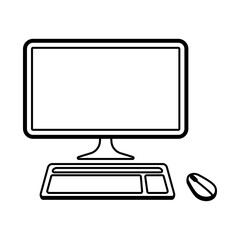 Computer mockup vector with keyboard and mouse isolated