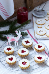 Cookies on the background of a festive decoration. Rustic style.