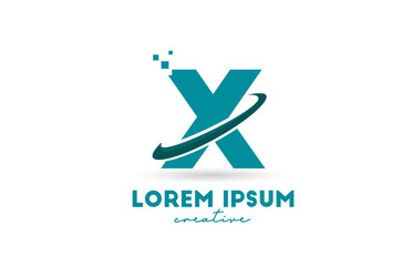 X alphabet letter logo icon in green color. Creative design with swoosh for business and company